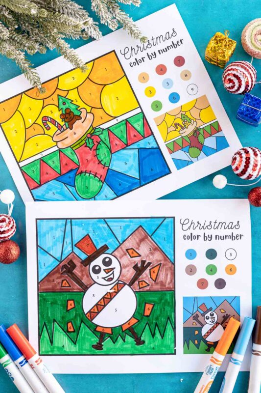 Free Christmas Color by Number Coloring Pages - Play Party Plan