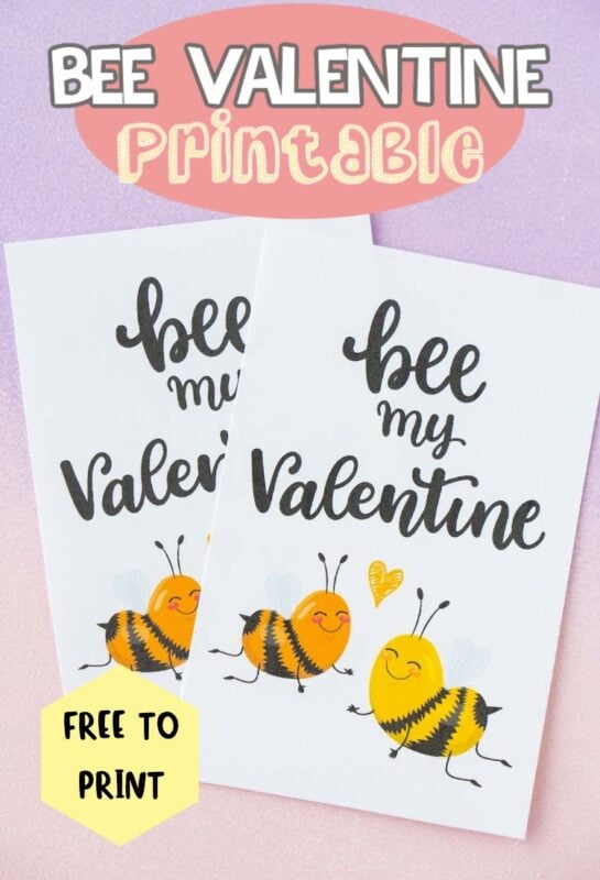 Free Bee My Valentine Printable Cards Play Party Plan