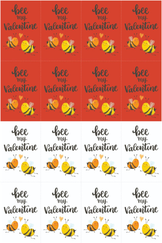 Free Bee My Valentine Printable Cards - Play Party Plan