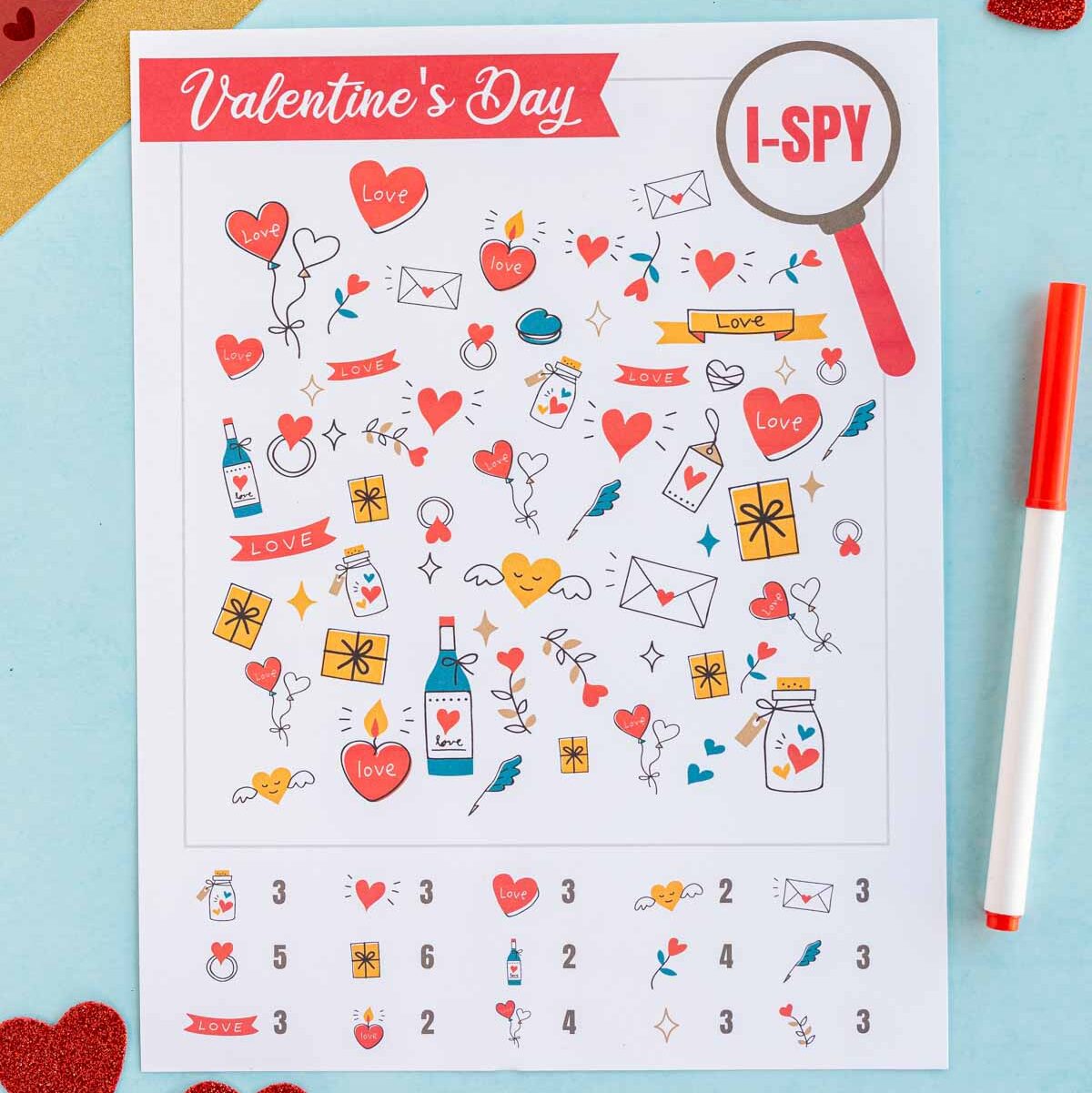 Free Printable Valentine’s Day I Spy Game