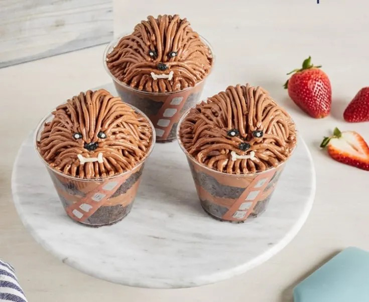 cups of chocolate cake decorated to look like chewbacca