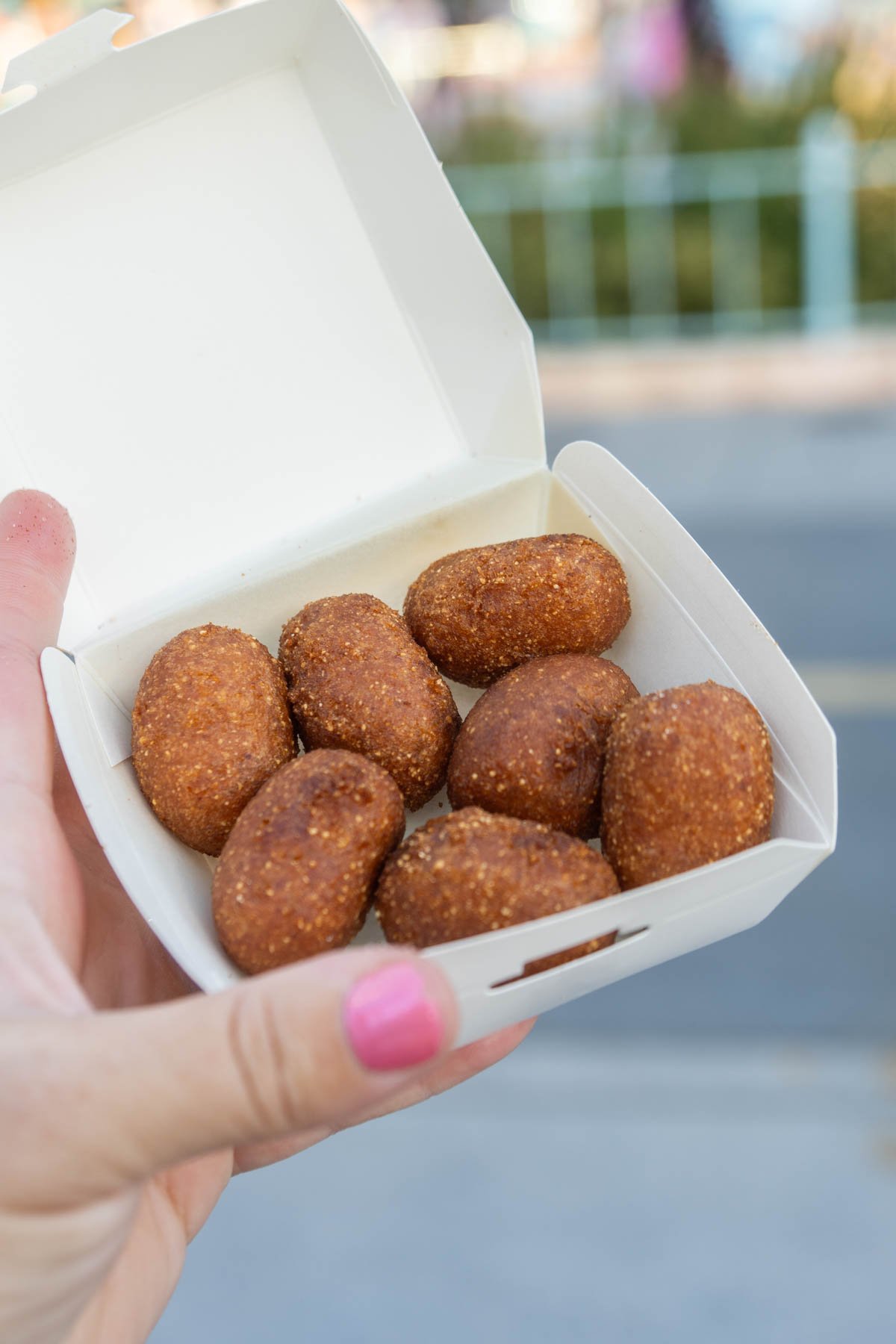 white container with mini corn dogs from Disneyland