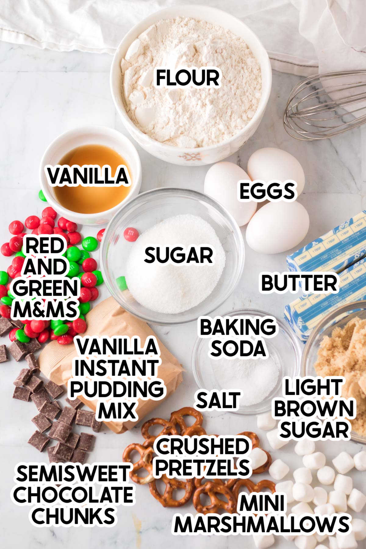 ingredients to make Christmas kitchen sink cookies