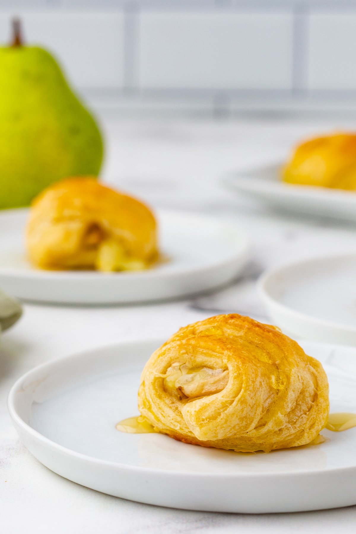 brie and pear wrapped up in a crescent roll