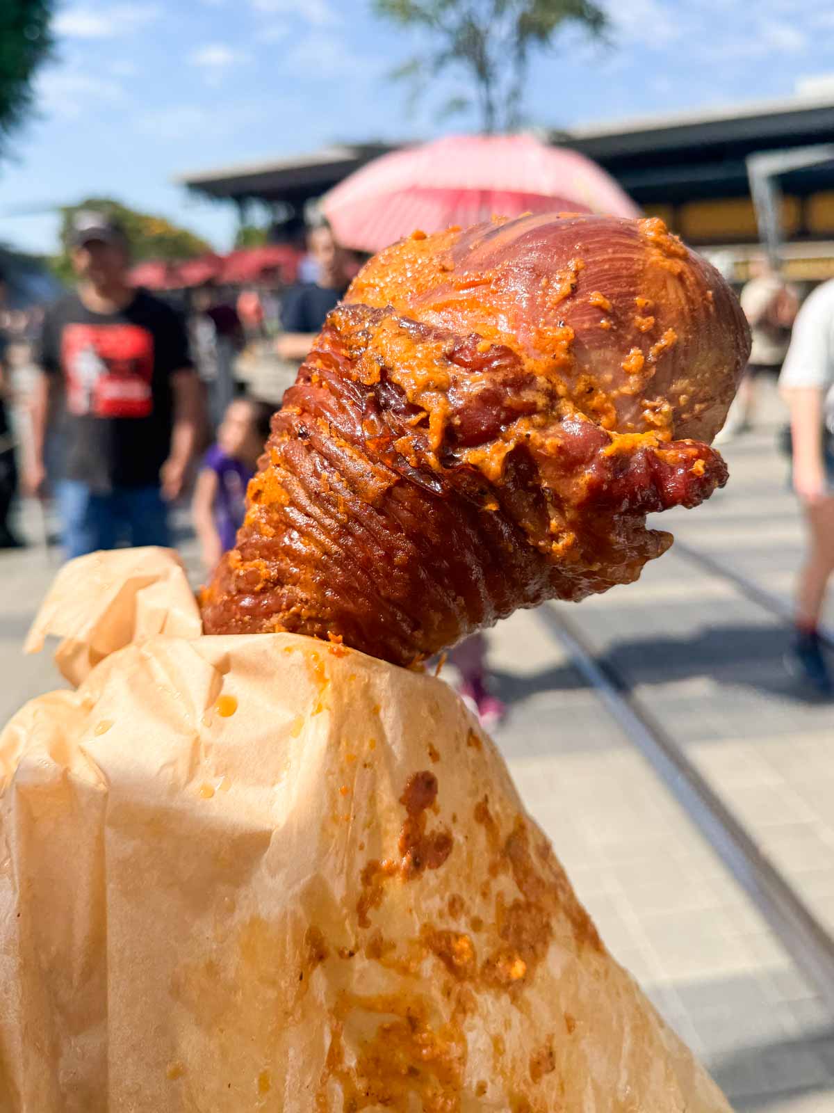 Turkey leg covered in ghost pepper sauce at Disneyland