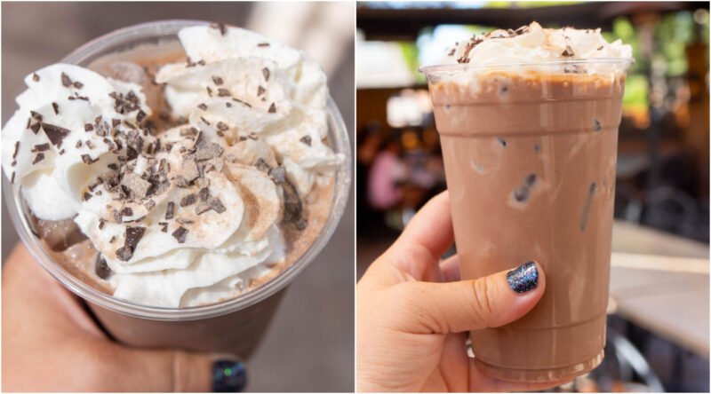 two images of an iced hot chocolate