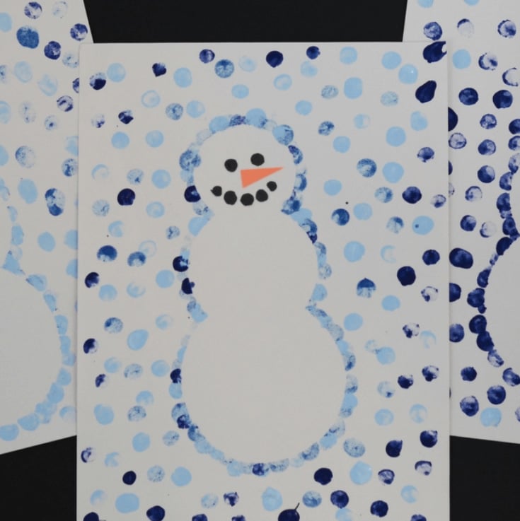 polka dot snowman with face description