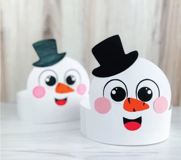 paper headband with snowmen hat