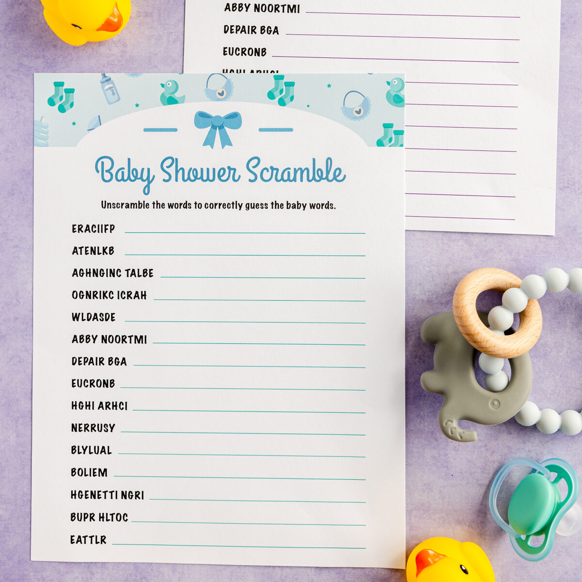 Free Printable Baby Shower Word Scramble