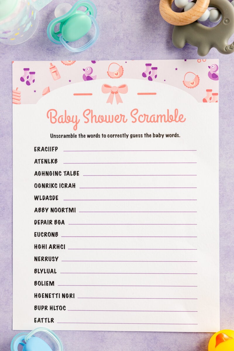 Free Printable Baby Shower Word Scramble - Play Party Plan