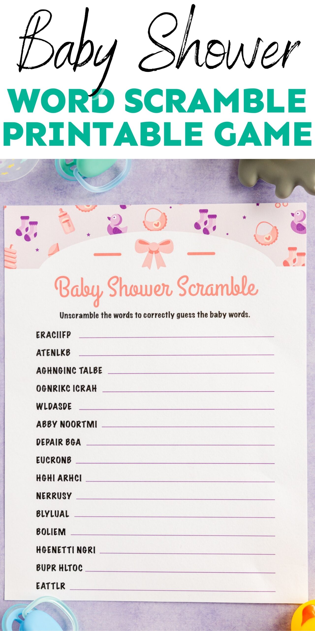 Free Printable Baby Shower Word Scramble - Play Party Plan