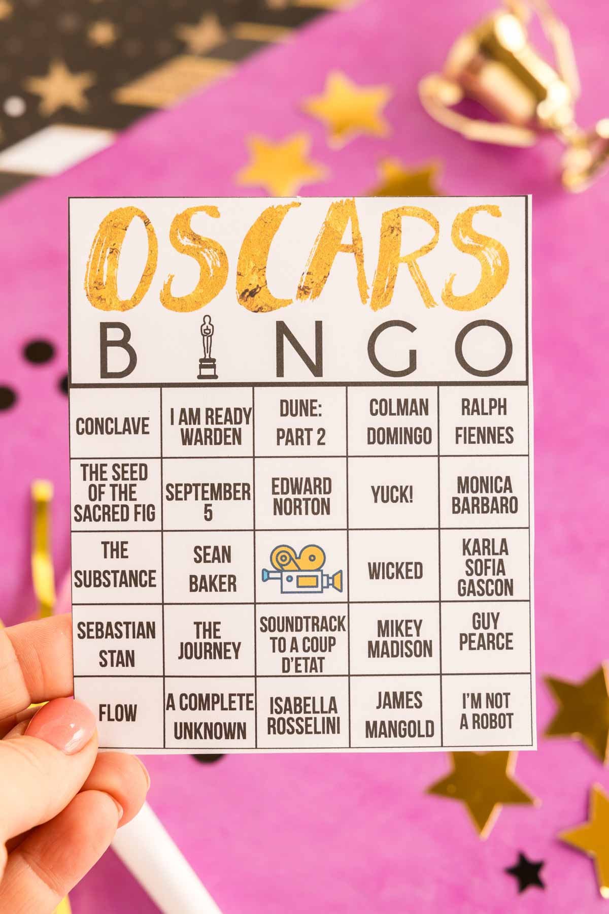 Free Printable 2025 Oscars Bingo Cards