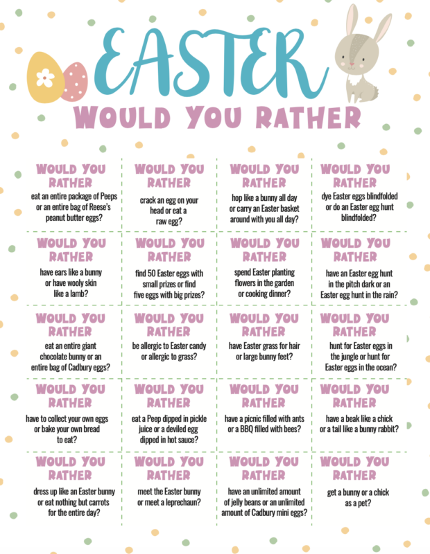 Easter Would You Rather Questions (free Printable) - Play Party Plan