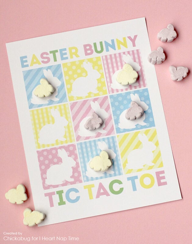 Easter tic tac toe game with bunnies