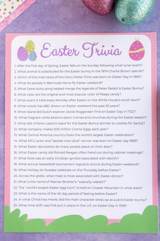 Free Printable Easter Trivia Questions and Game - Play Party Plan