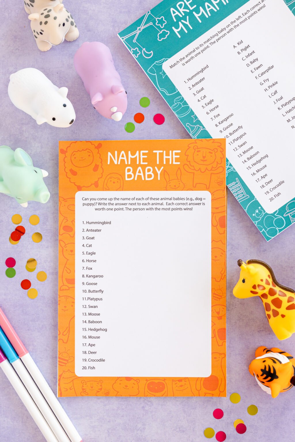 Free Printable Baby Animal Baby Shower Games - Play Party Plan