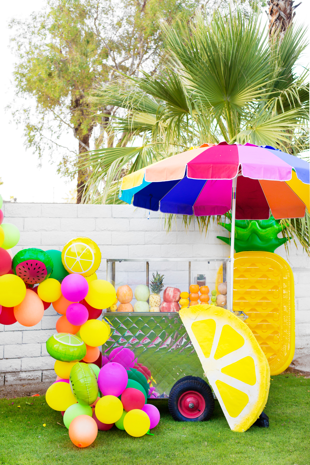 colorful fruit themed party cart
