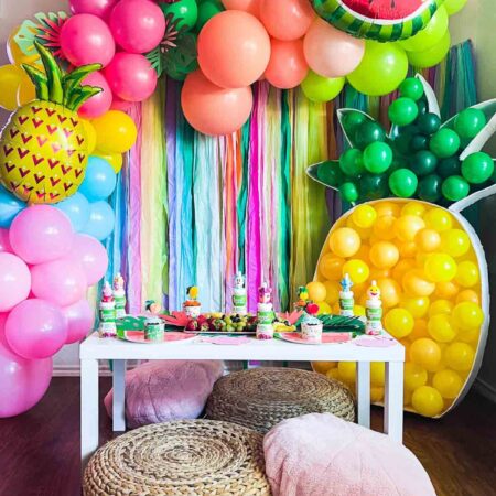 colorful party with a balloon pineapple