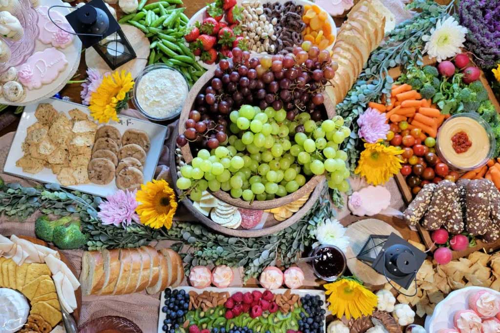 food table with lots of grapes