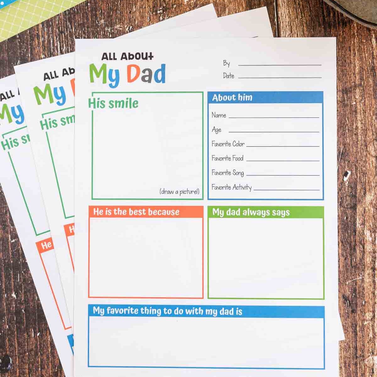 Free All About Dad Printable