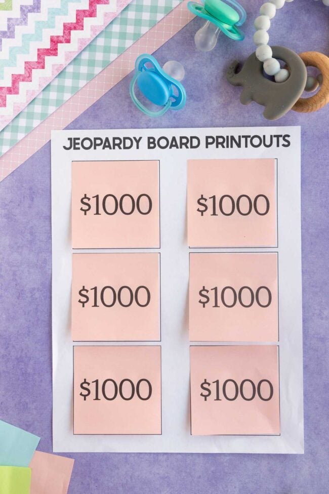 Free Printable Baby Shower Jeopardy Game - Play Party Plan