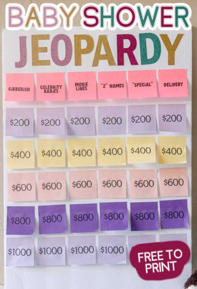 Free Printable Baby Shower Jeopardy Game - Play Party Plan