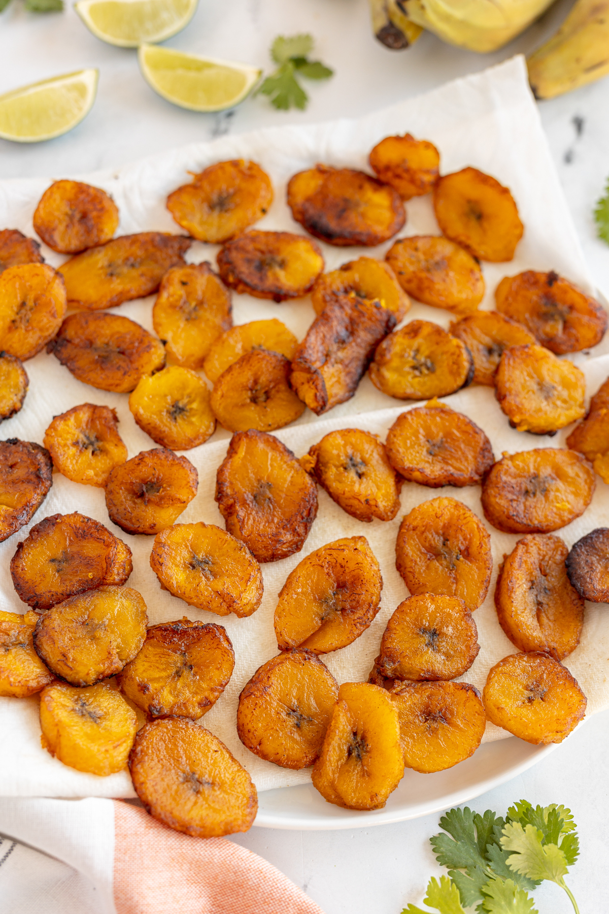 fried sweet plantains on a paper towel