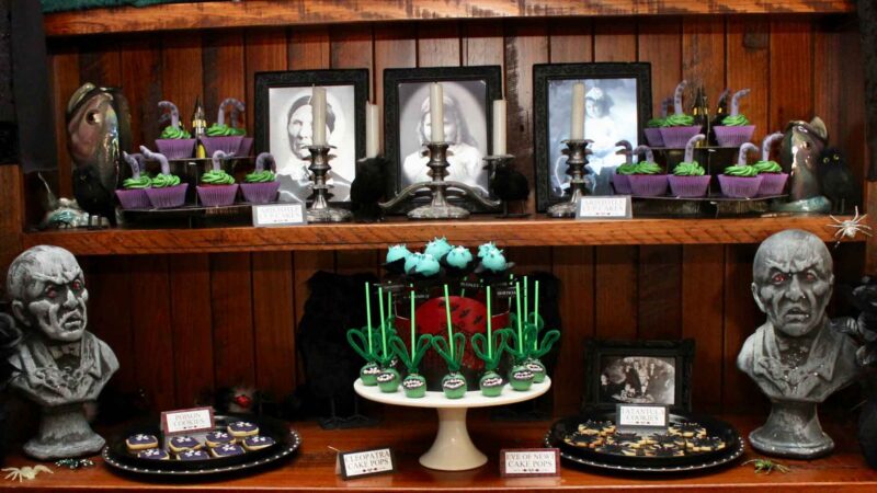 Addams family themed food with other themed decor