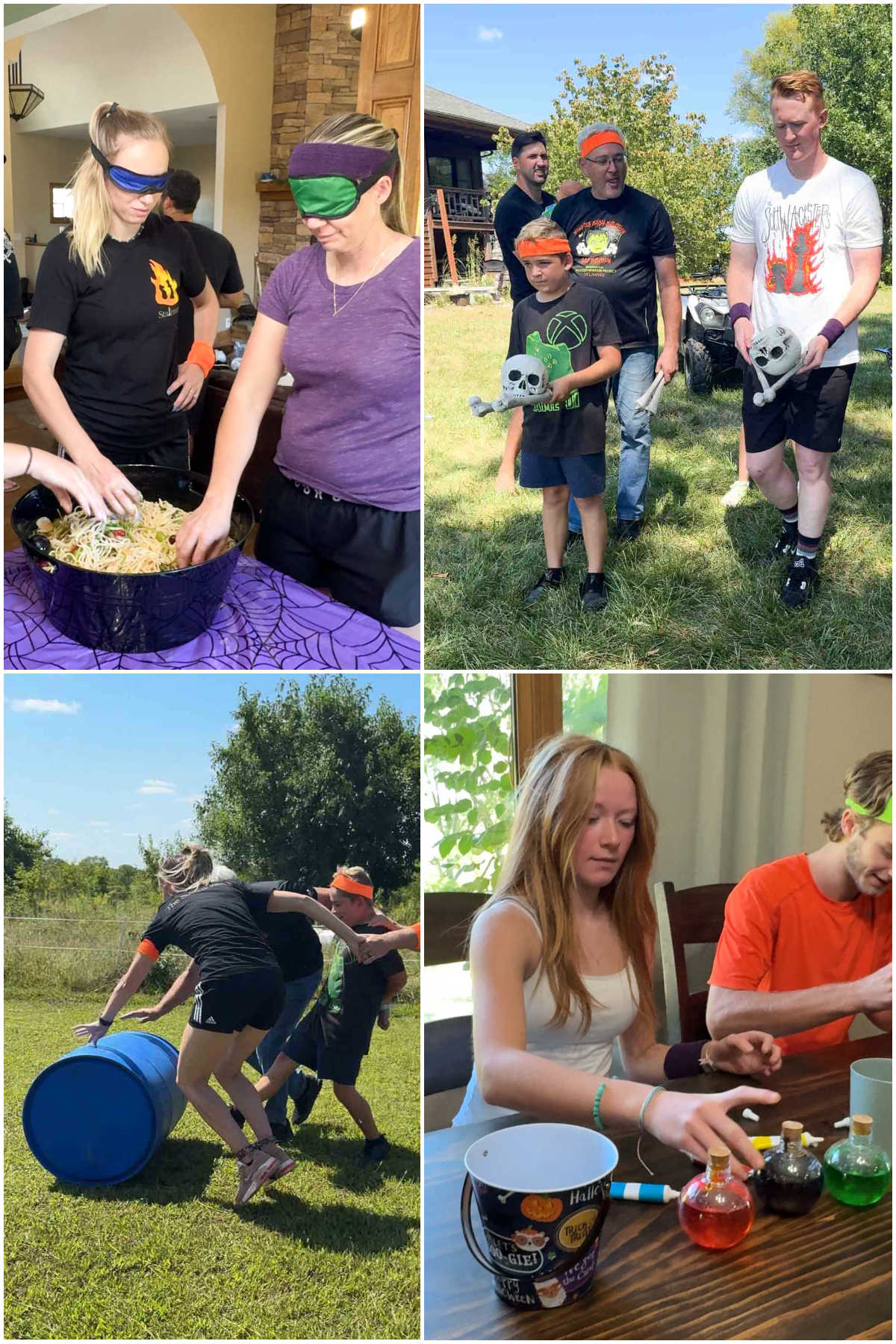 collage of images showing people playing Halloween games