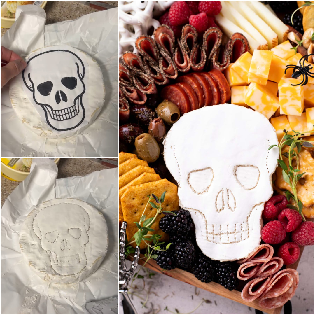 collage of images showing how to make a skull cheese