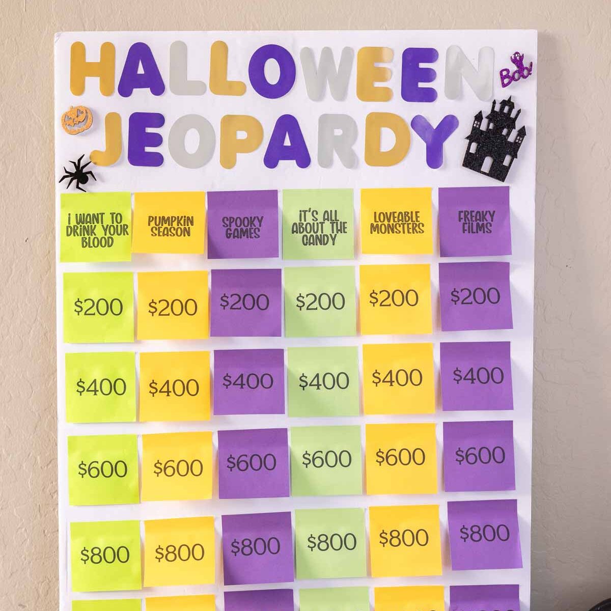 Free Printable Halloween Jeopardy Game