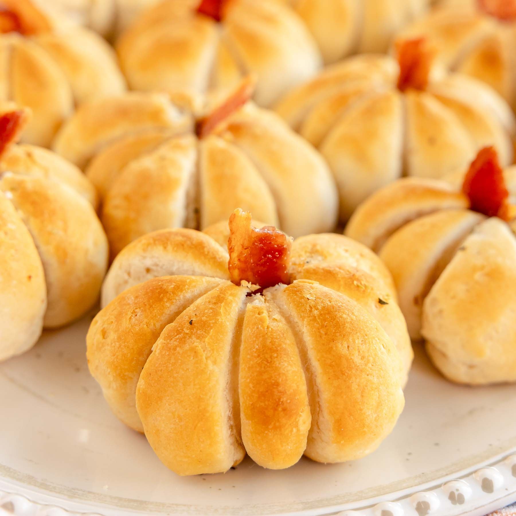 Cheese Stuffed Pumpkin Shaped Rolls