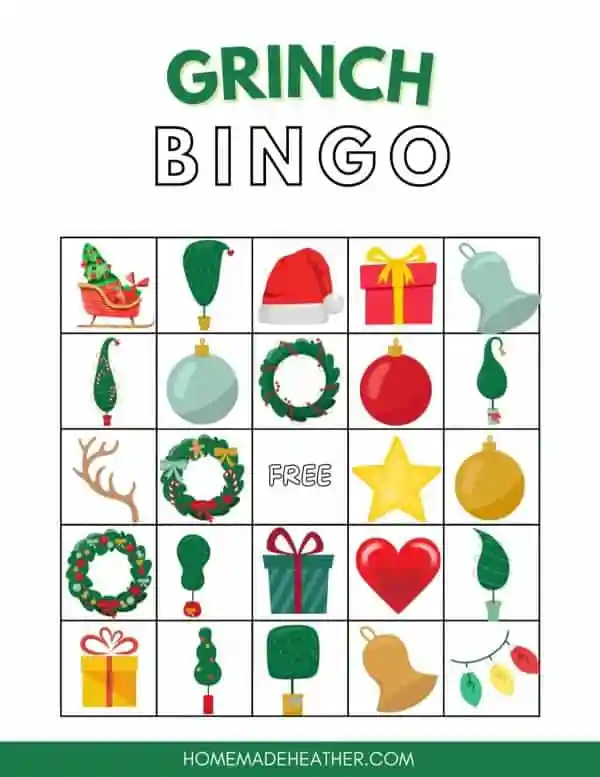 Grinch bingo card