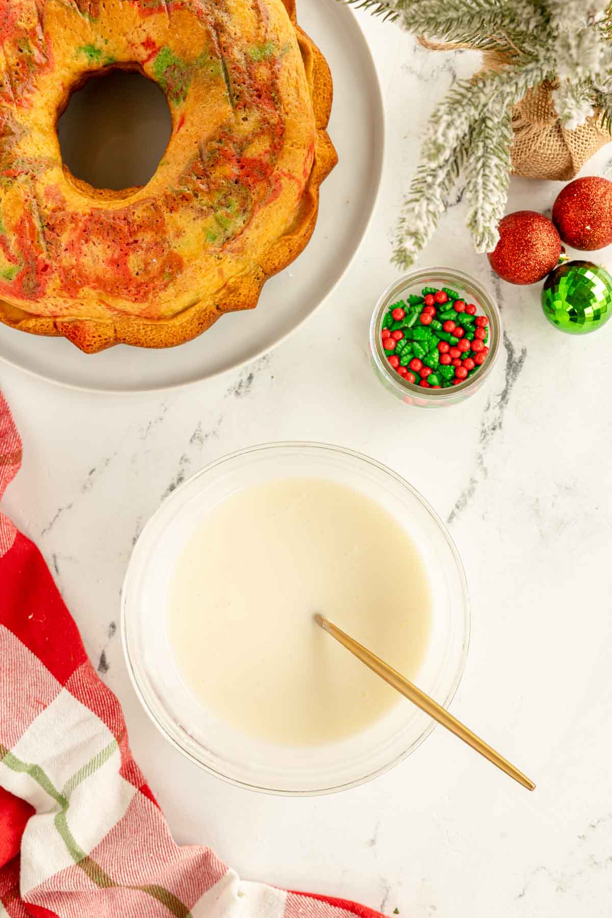 glass bowl with buttercream frosting 