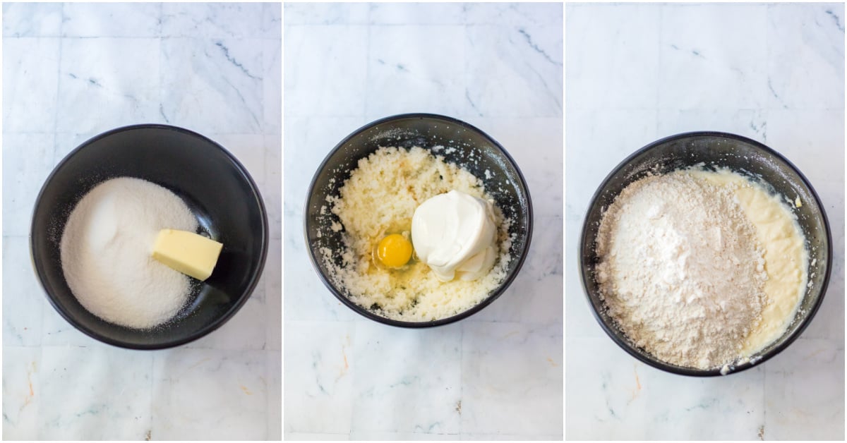 three images showing how to make ricotta cookies