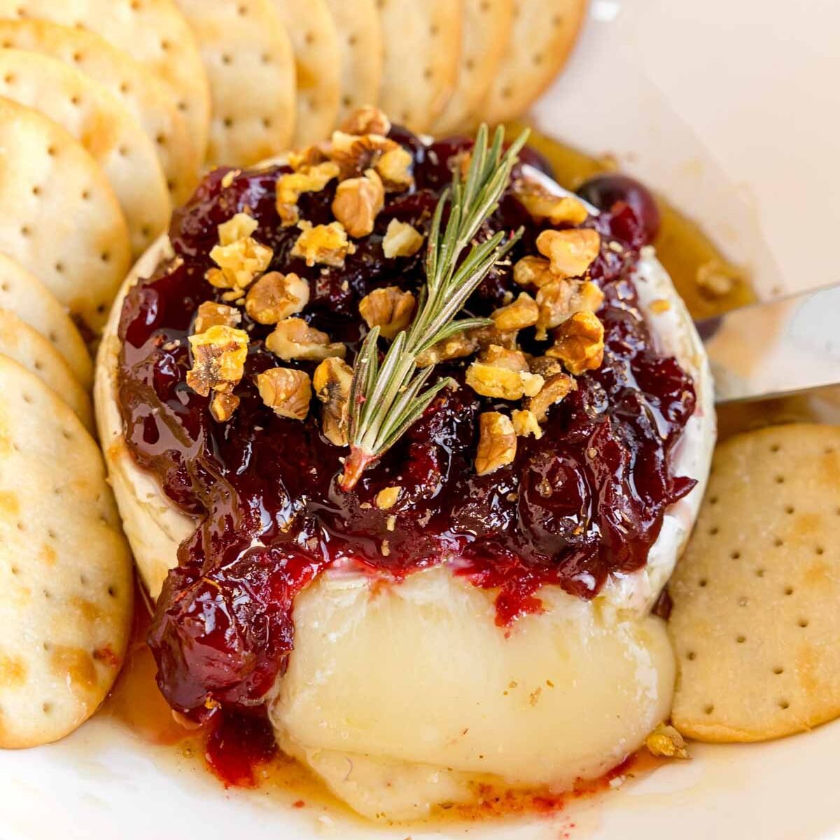 Easy Baked Brie with Honey and Cranberries