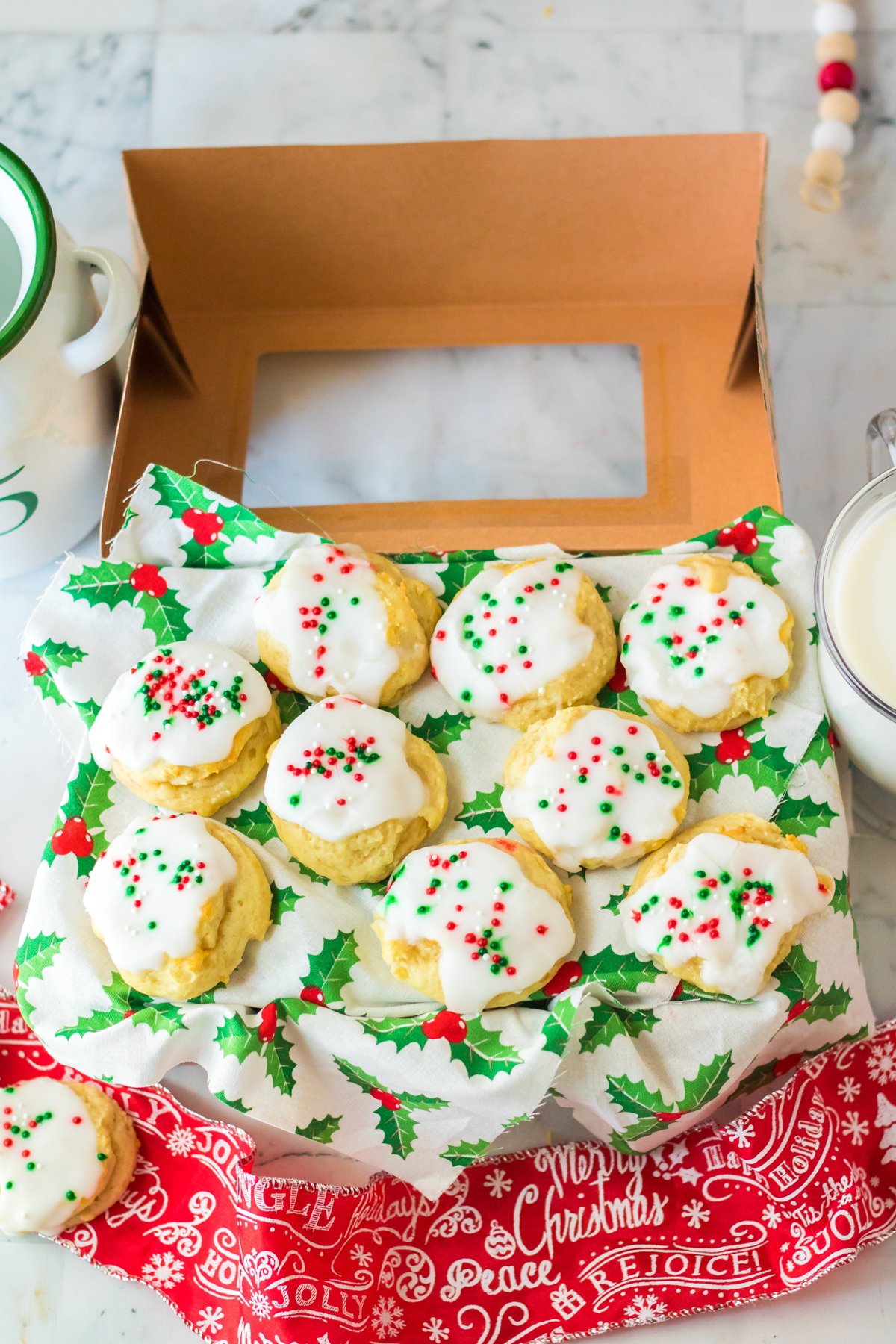 cookie box with a bunch of Italian Christmas ricotta cookies