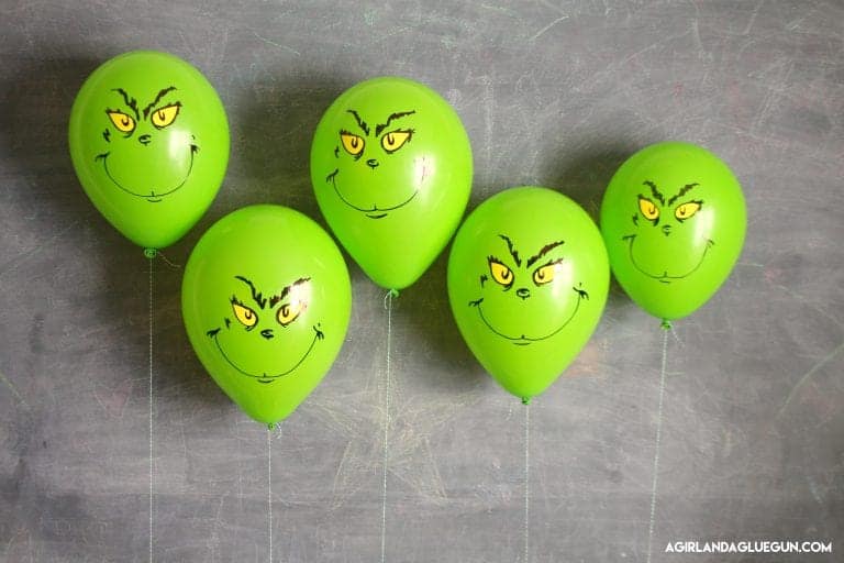 Grinch face balloons 