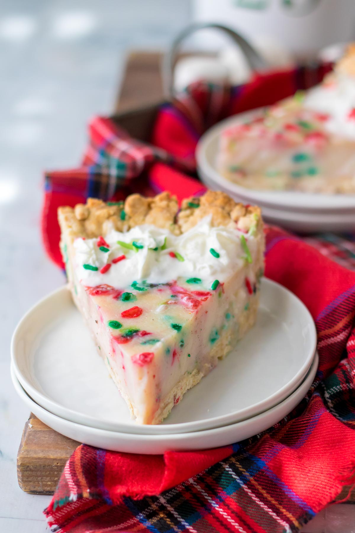 slice of sugar cream pie with sprinkles 