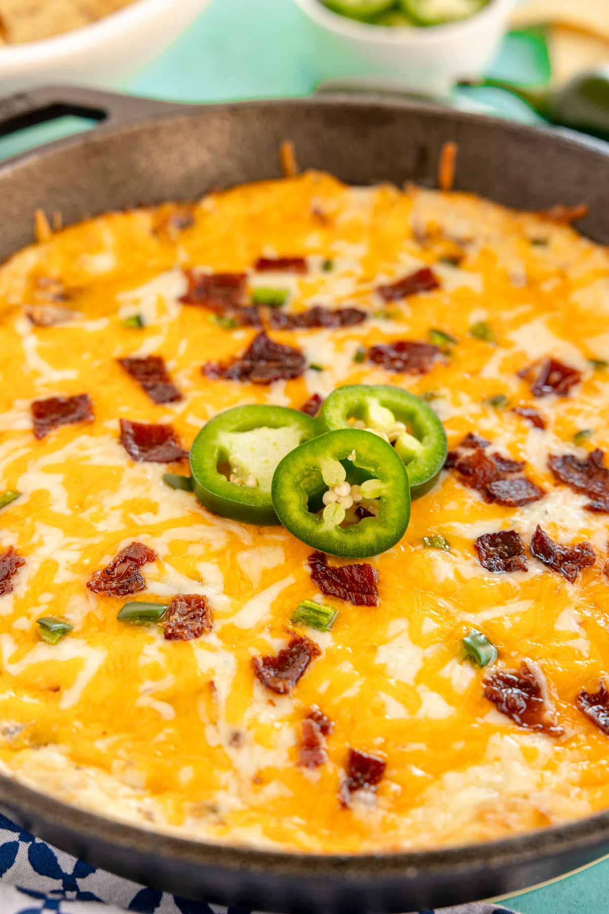 jalapeno popper in a cast iron skillet