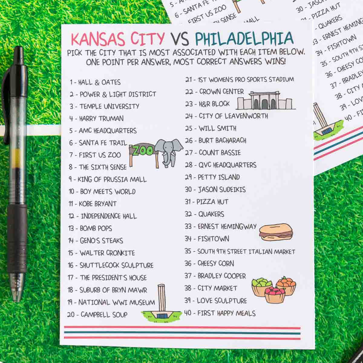 Super Bowl Cities Trivia Game