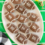 football rice krispy treats on a white plate